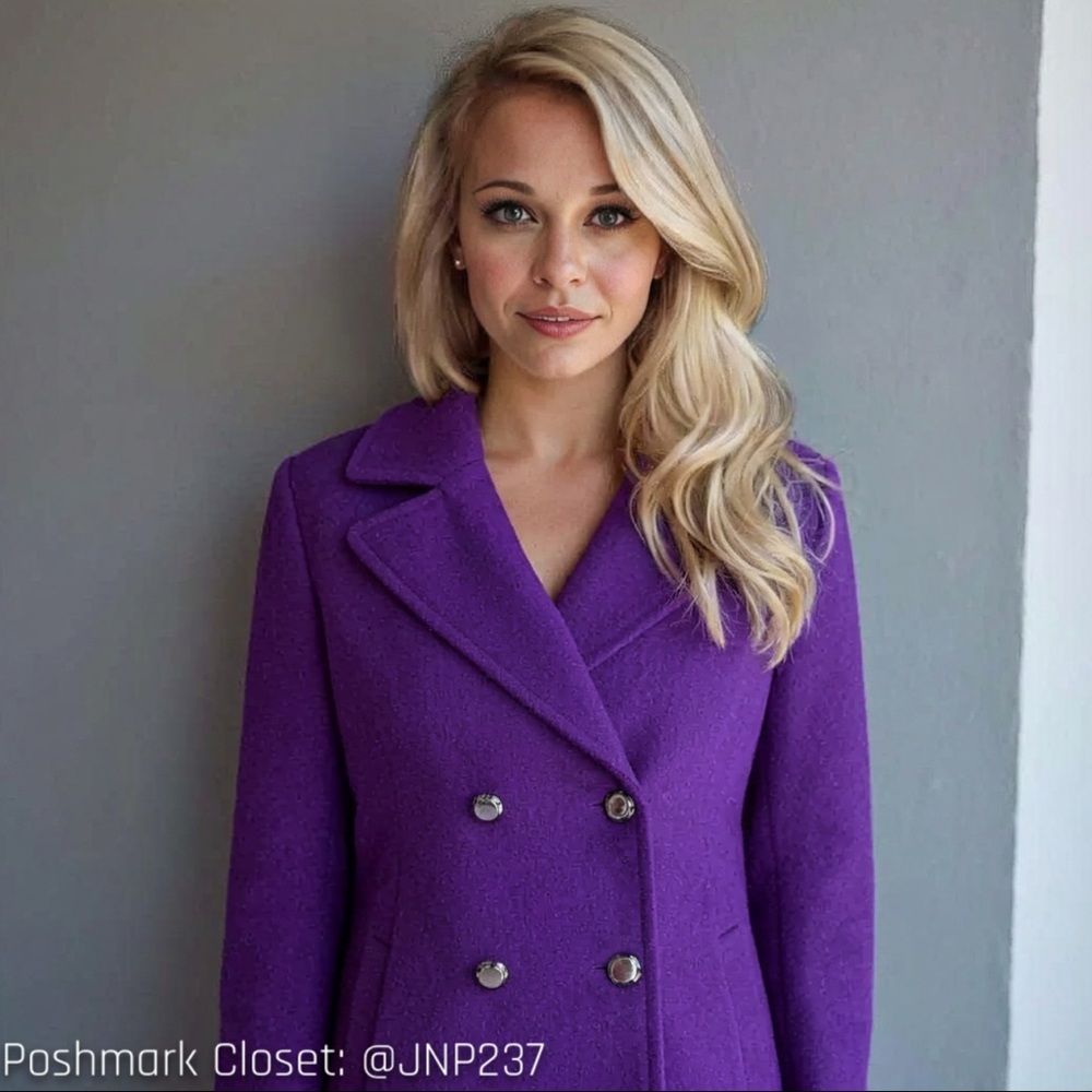 { Coldwater Creek } Violet Wool-Blend Peacoat - Picture 6 of 9